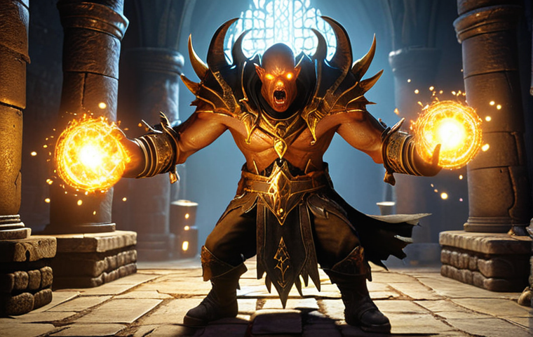 **A DNF character powerfully buffed, radiating golden energy, ready to face a horde of monsters in a dark, gothic dungeon. Focus on the character's determined expression and the visual representation of increased stats (attack, defense) through glowing auras or particle effects.**