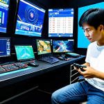 DNF Equipment Expert**

A professional DNF player meticulously examining equipment at a bright, modern gaming station in Bangkok, Thailand. They are surrounded by glowing screens displaying DNF game data and equipment stats. The player is fully clothed in comfortable but stylish gaming attire – perhaps a DNF-themed T-shirt and comfortable jeans. The scene is brightly lit, with focus on the equipment details and the player's focused expression. Add details such as a lucky Thai amulet on the desk. Perfect anatomy, correct proportions, well-formed hands, proper finger count. Safe for work, appropriate content, professional, fully clothed, modest.

**