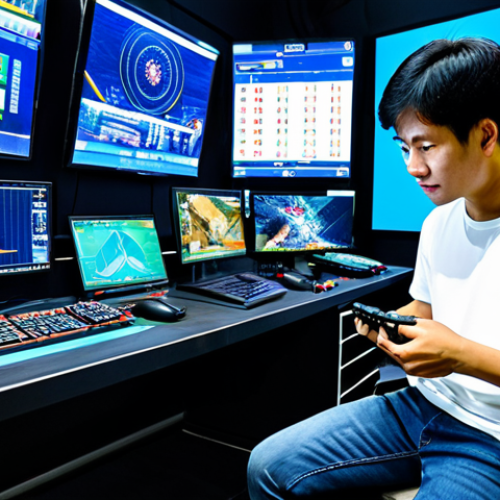 DNF Equipment Expert**

A professional DNF player meticulously examining equipment at a bright, modern gaming station in Bangkok, Thailand. They are surrounded by glowing screens displaying DNF game data and equipment stats. The player is fully clothed in comfortable but stylish gaming attire – perhaps a DNF-themed T-shirt and comfortable jeans. The scene is brightly lit, with focus on the equipment details and the player's focused expression. Add details such as a lucky Thai amulet on the desk. Perfect anatomy, correct proportions, well-formed hands, proper finger count. Safe for work, appropriate content, professional, fully clothed, modest.

**